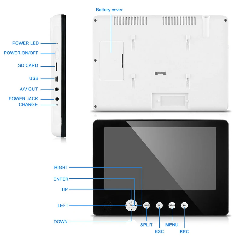 Беспроводная 4 канальная Quad DVR система безопасности с монитором 9 дюймов TFT LCD 2 ГГц