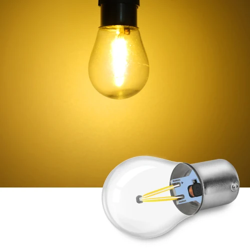 Yellow 1 шт P21W лампочки для авто светодиодный BA15S 1156 удара накаливания чипы 1157 BAY15D P21/5 W светодиодный луковицы огни автомобиля о - Испускаемый цвет: Yellow