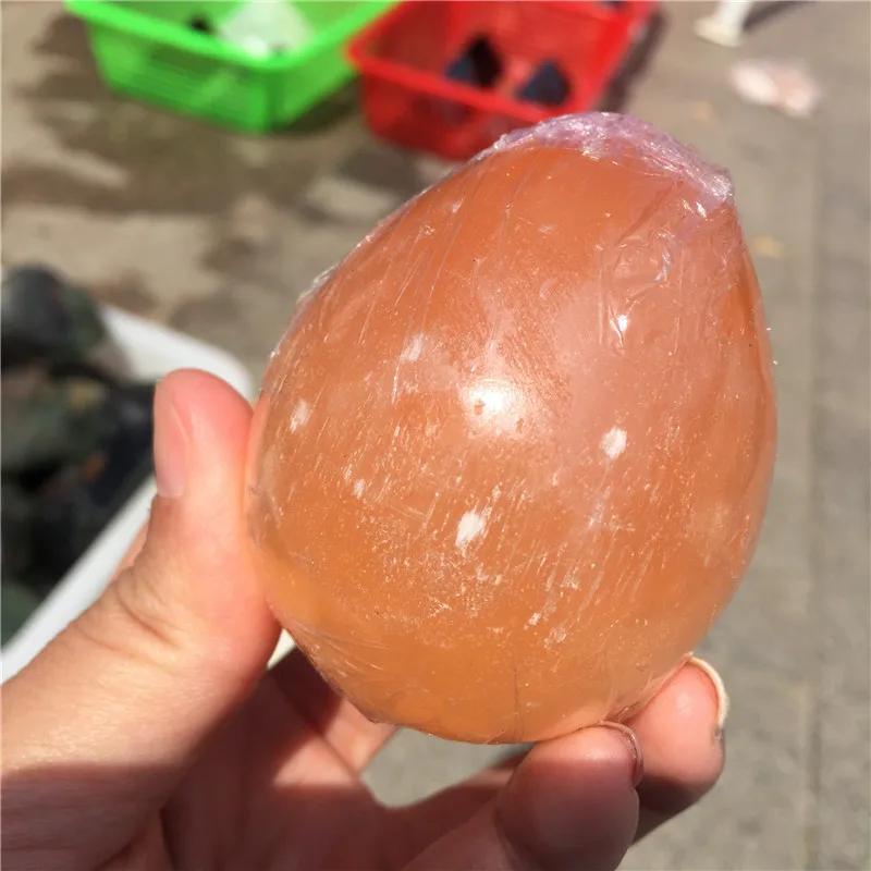 Natural Orange Selenite Egg Crystal Quartz Oval Ball Massage Tool Palm Stones Fraueneis Mineral Specimen As Gifts | Дом и сад