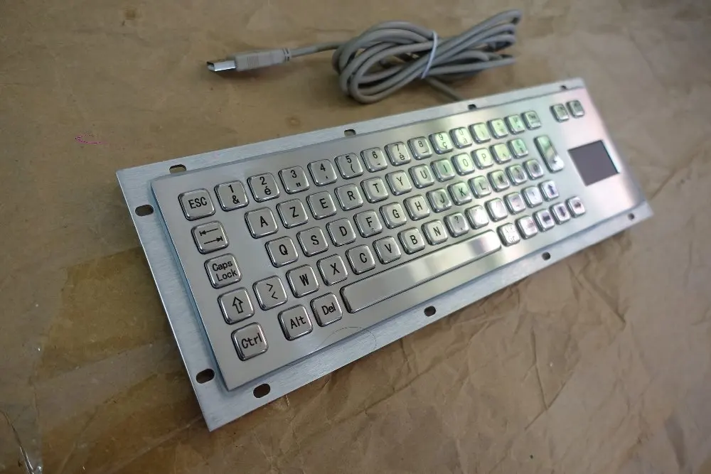 65 клавиш металлическая клавиатура с тачпадом промышленная из нержавеющей стали