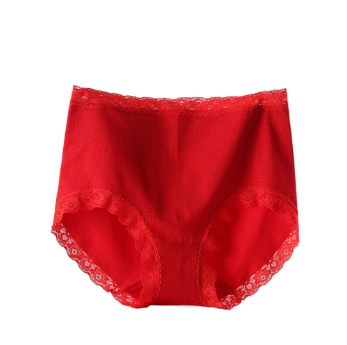 red Женское нижнее белье из хлопка, нижнее белье, трусики для женщин, нижнее белье с высокой талией, большие размеры, брюки 2XL 3XL 4XL, дышащие женские трусики - Цвет: red