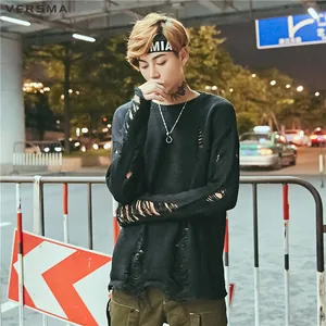 Свитер мужской вязаный в стиле хип-хоп, красно-черный