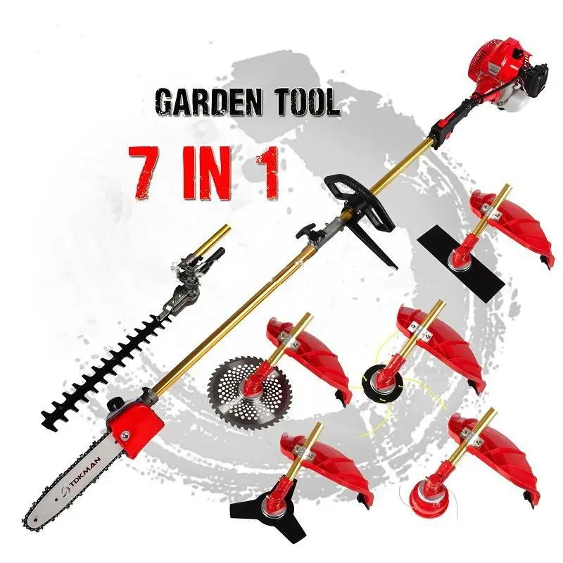 Multifunctional 52CC 2-STROKES 7 in 1 Multi brush cutter lawn mower grass trimmer tree pruner Whipper Snipper