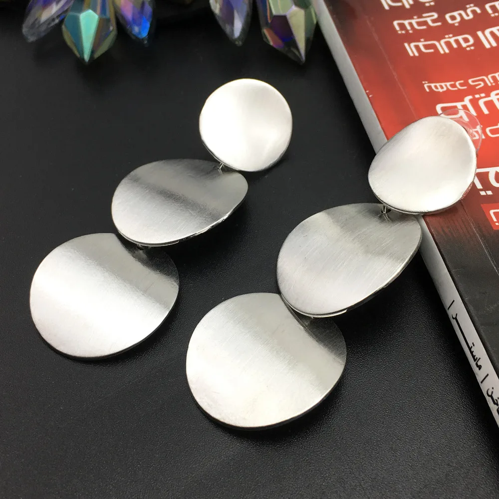 Punk Curve Round Metal Long Earrings For Women Fashion Jewelry Big Stud Statement Accessories UKMOC | Украшения и аксессуары