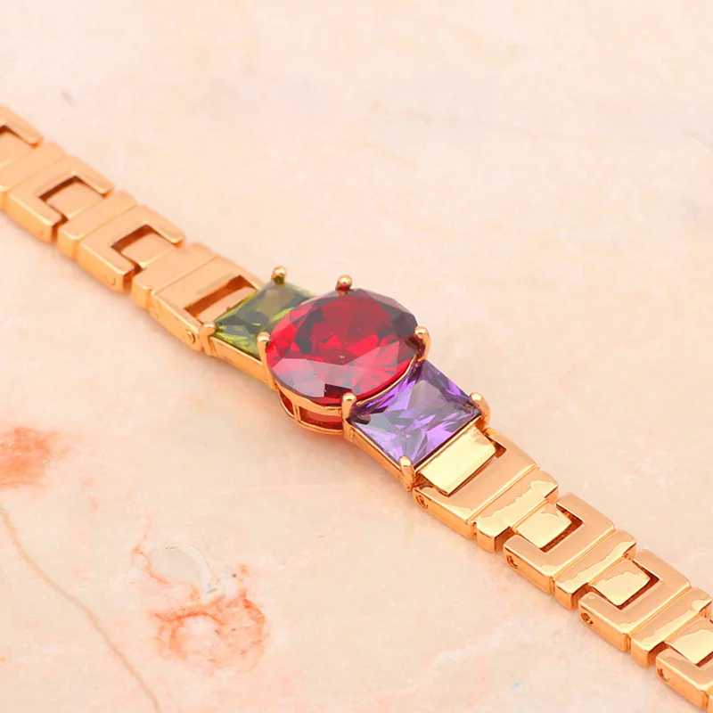 Браслеты ROLILASON женские Изящные Ювелирные украшения золотого цвета с гранатом