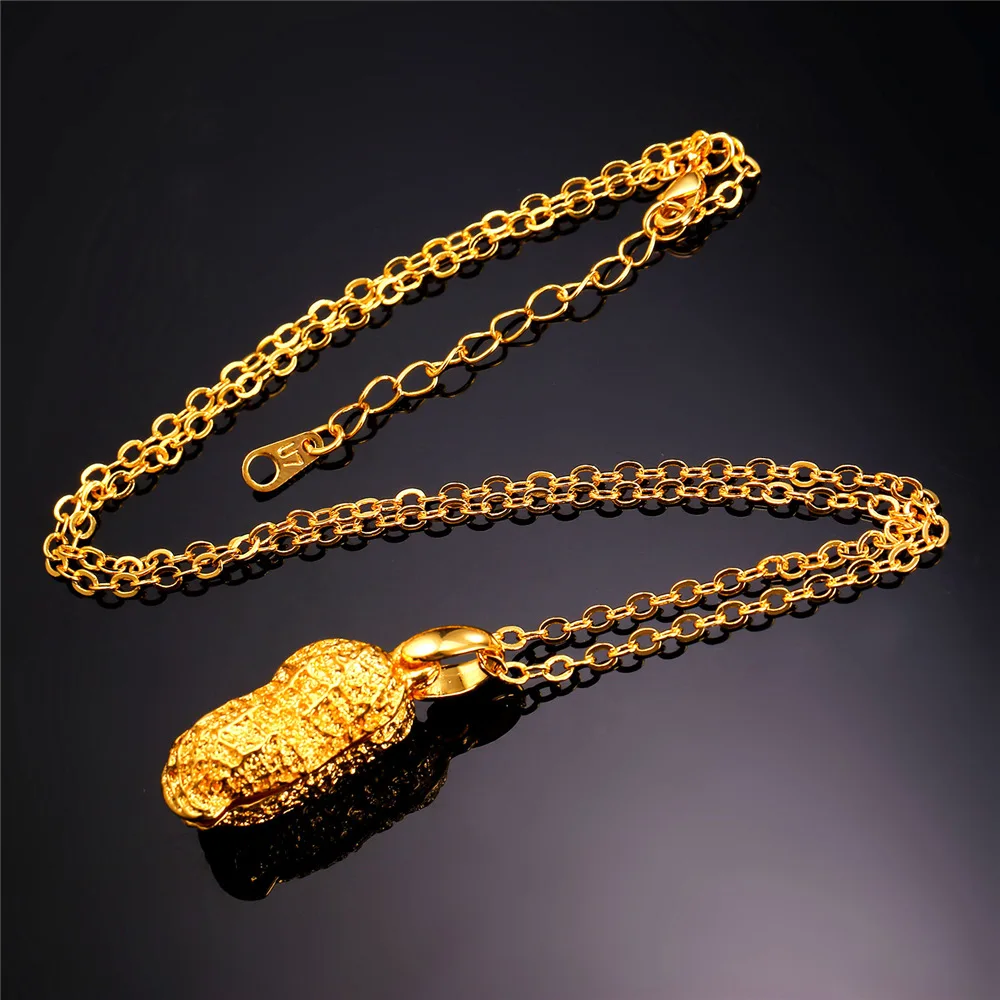 U7 Арахис Ожерелья & Подвески Женский Ювелирные Изделия Позолоченный