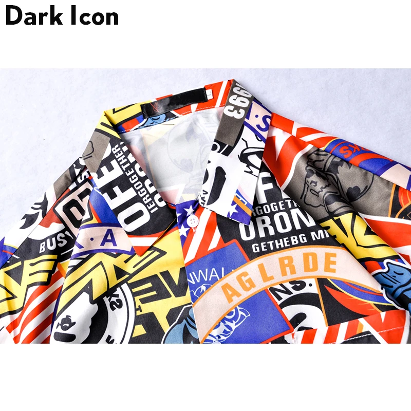 Мужская рубашка с отложным воротником Dark Icon 3D принтом коротким рукавом в стиле