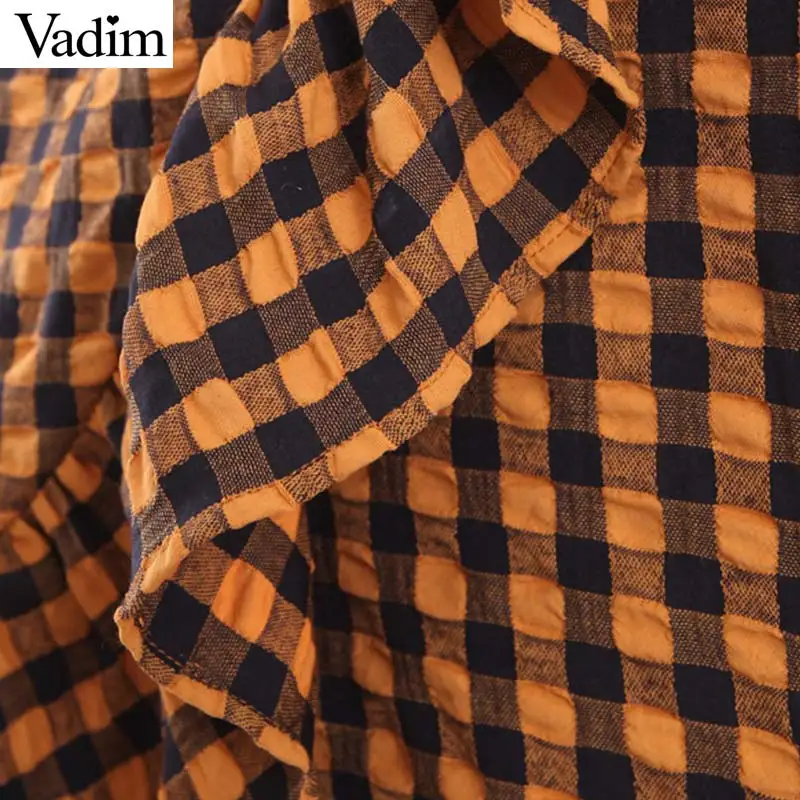 Вадим элегантные женские желтый plaid ruffled midi wrap skirt талии галстук-бабочка Дизайн