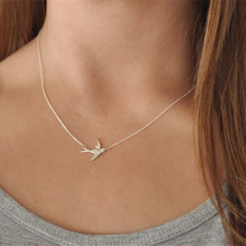 Женская цепочка с подвеской в виде птицы ожерелье птицы-ласточки 2017 | Украшения и