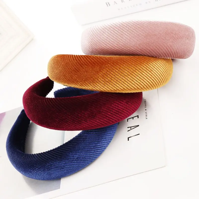 8 цветов Корейская женская мягкая широкая губчатая повязка на голову блестящая