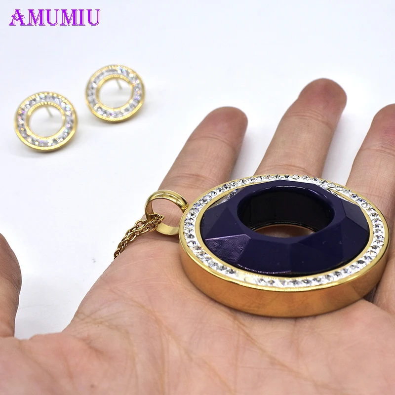 Женские свадебные Голубые Стеклянные Прозрачные Серьги AMUMIU индийское ожерелье