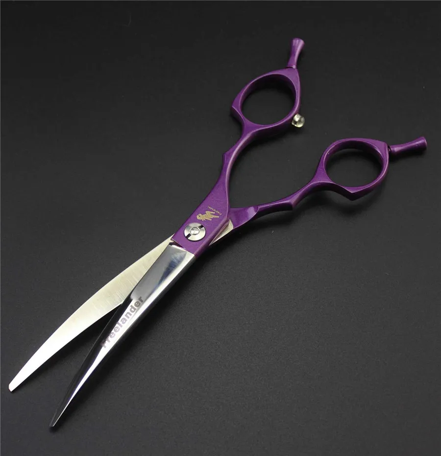 purple 6,5 дюймов Изогнутые Ножницы Профессиональные Ножницы Собака Парикмахерские ножницы для домашних животных супер качество стрижка животных Поставщик Инструмент - Цвет: purple