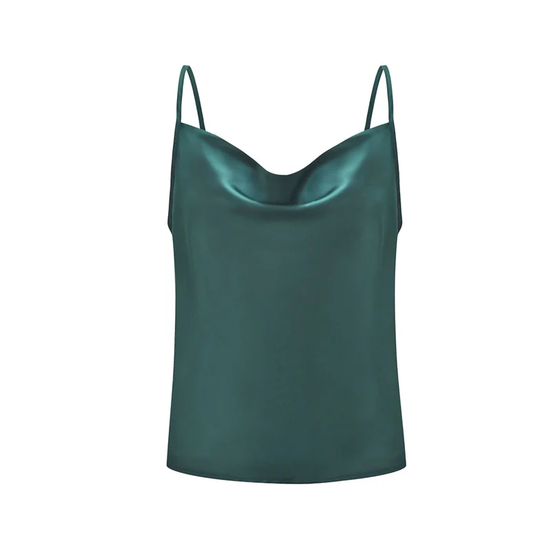 Casual Chiffon U-Neck Fold Camis Top Women 2019 Adjustable Strap Imitation Silk Smooth Solid Single Wear Or Undercoat Camisole | Женская
