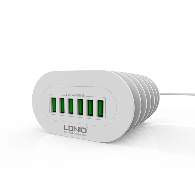 LDNIO A6702 USB зарядное устройство 5 портов в 2.4A 40 Вт зарядная станция для смартфонов и