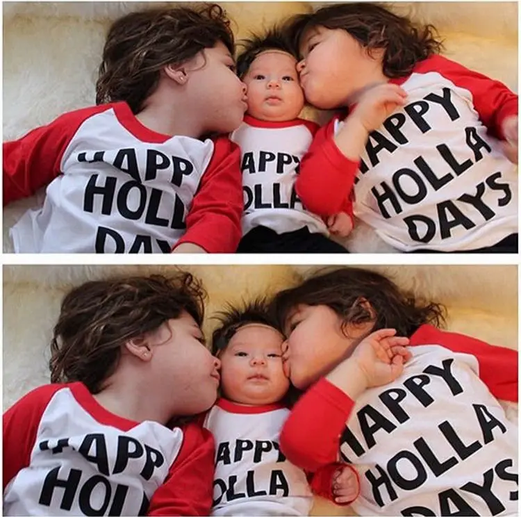 Happy Holla Days/детская Рождественская Повседневная футболка с длинными рукавами для