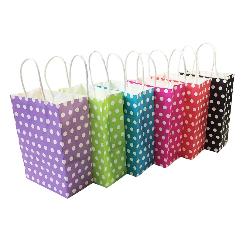 10 шт. бумажные сумки в горошек 21 х15х8 см|bags with|bags with handlesbag wedding |