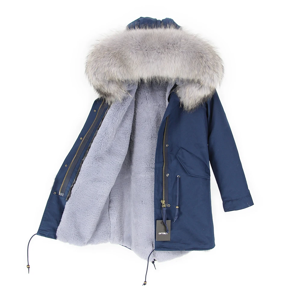 OFTBUY,, парка, длинная, серая, зимняя, куртка, пальто для женщин, натуральный мех, парка, натуральный мех енота, воротник, теплый, мягкий, искусственный мех, подкладка
