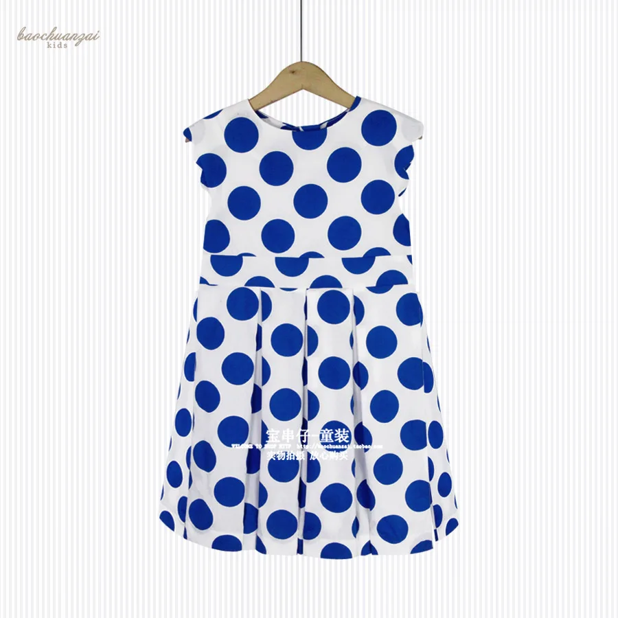 French European style girls cotton dress summer thin blue round | Детская одежда и обувь