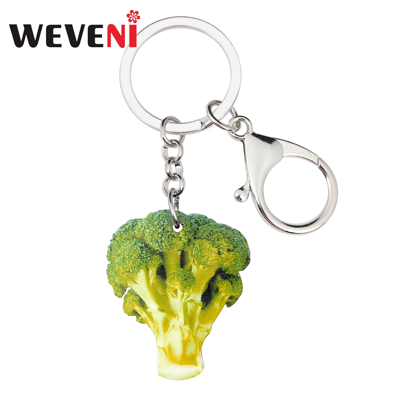 

WEVENI Acrylic Cauliflower Broccoli Key Chains Keychains Pendant Vegetable Jewelry For Women Girls Bag Car Purse Charms Gift New