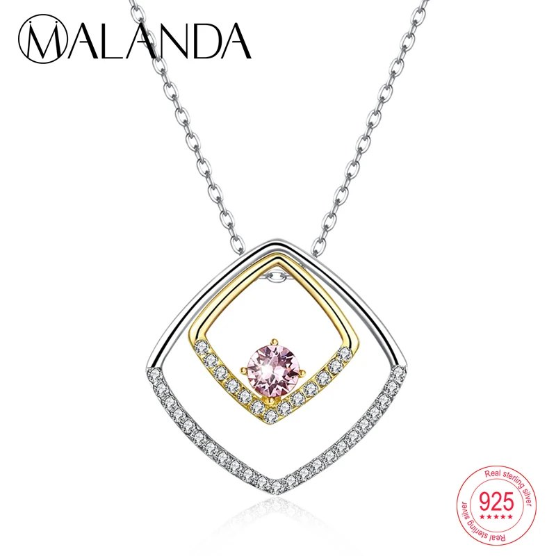 MALANDA Кристалл от Swarovski серебро Глод цвет геометрические формы кулон ожерелье для