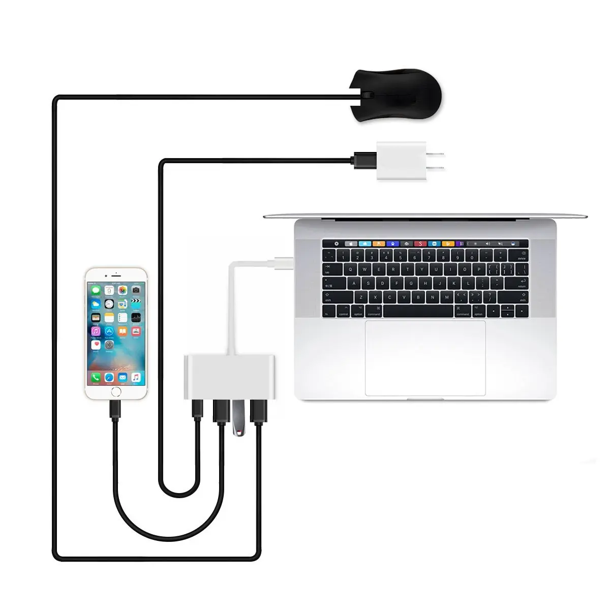 USB Type C to Adapter 3.1 C(Thunderbolt 3) 3 Port USB3.0 Hub with Type-c Female Extension Interface for Chr | Электроника
