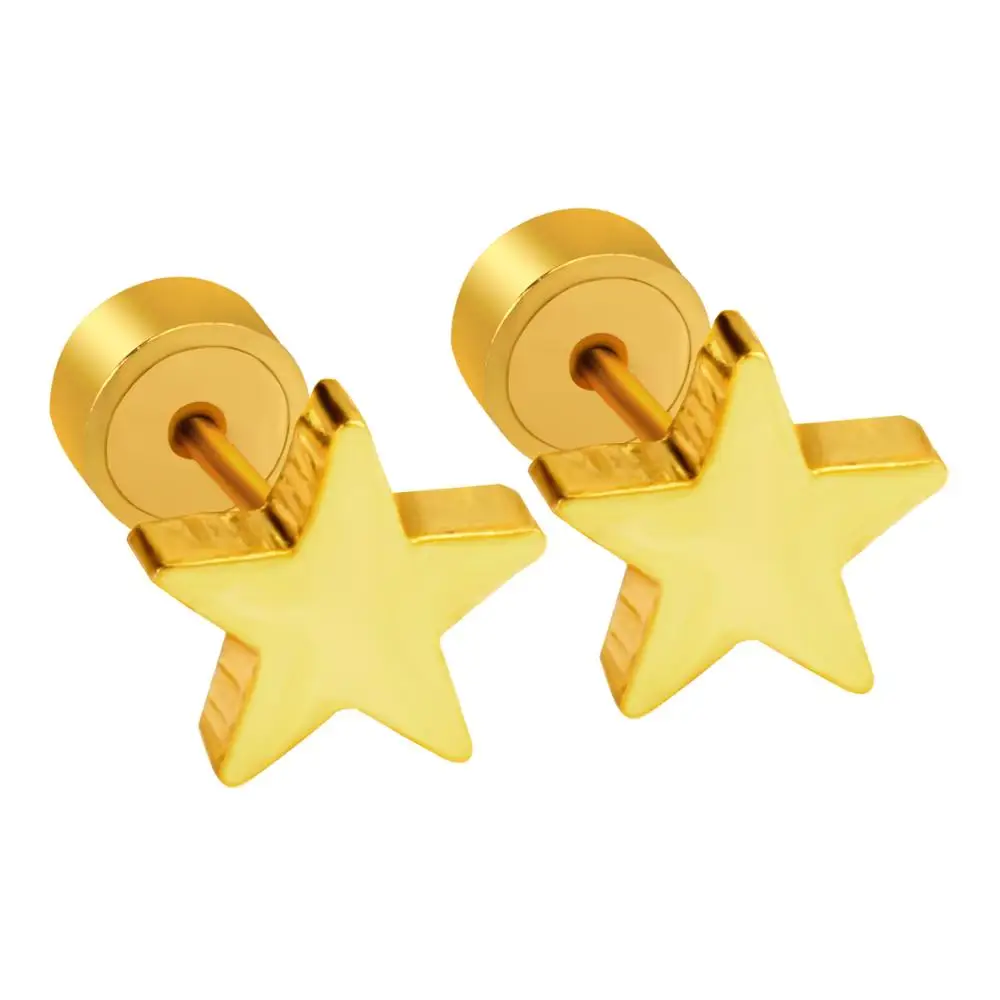 gold Милые детские/серьги для молодой женщины из нержавеющей стали золото/серебро звезда серьги-кольца, модные ювелирные украшения Bijoux Brinco дропшиппинг подарок - Окраска металла: gold