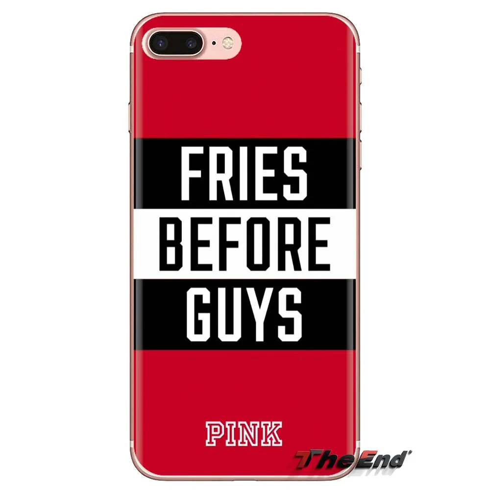Силиконовый чехол для телефона обложки надпись &quotFries Before Guys&quot Art Для Huawei G7 G8 P7 P8 P9