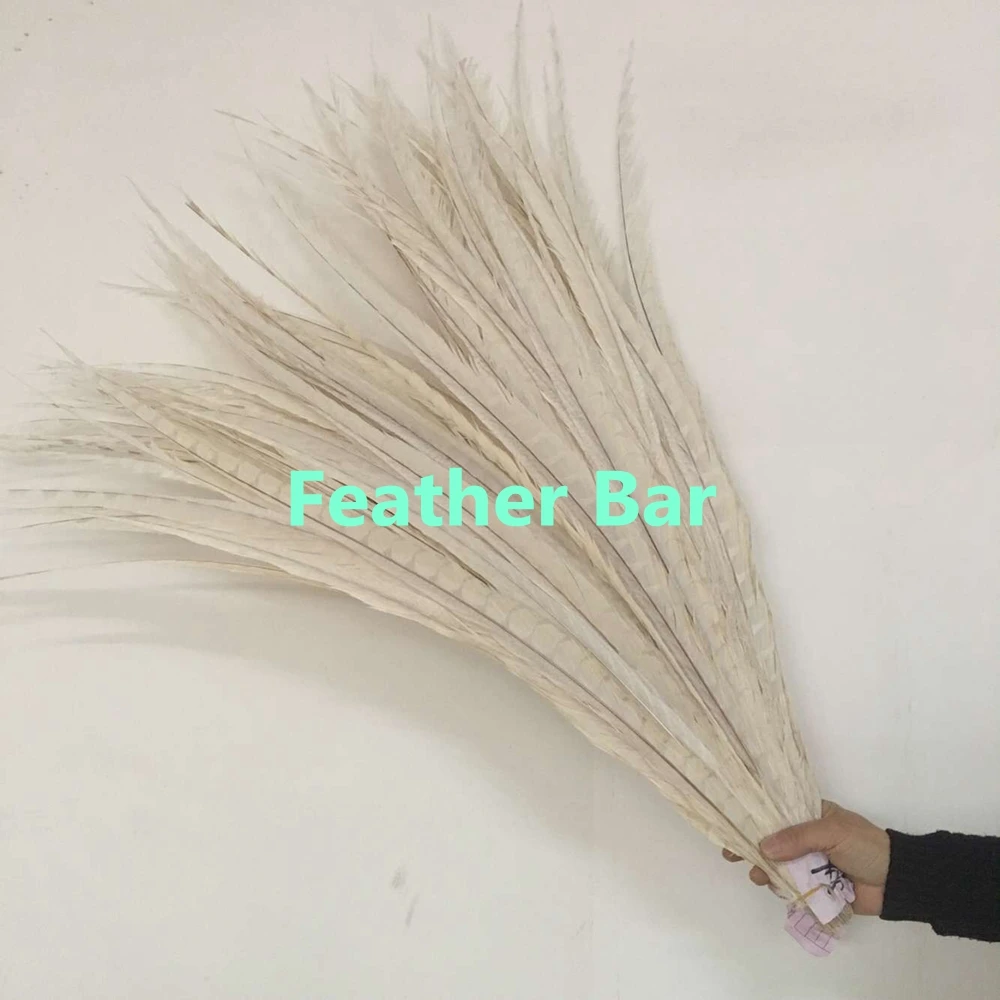 

Factory Wholesale 100pcs/lot Bleached white Lady Amherst Pheasant Feather 80-90cm 30-35 inch for Carnival Costume Ideas