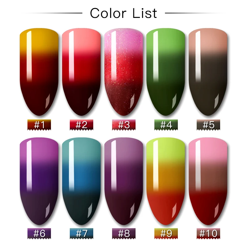 Термальный Гель лак для ногтей 7 мл 3 цвета температурный цвет отмачиваемый УФ