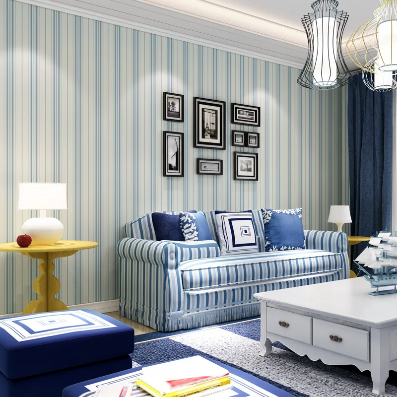 Wellyu современные минималистичные средиземноморские синие обои гостиная спальня