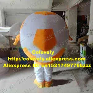 Яркий белый желтый футбольный мяч костюм талисмана для футбола ног Mascotte с желтой