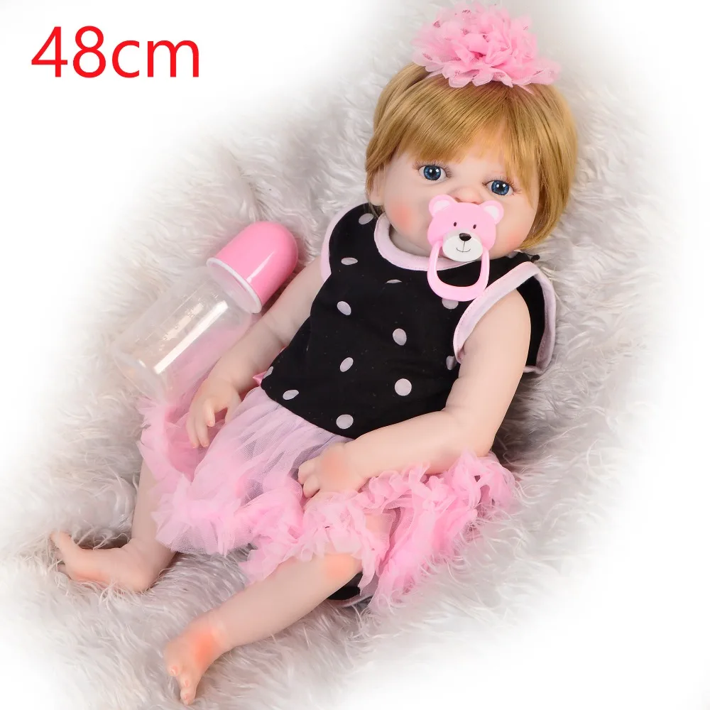 

19INCH Full Body Silicone Reborn Baby Doll Toys Newborn realistic 48cm Babies Dolls Gift Birthday Gift Kid Child Bathe bonecas