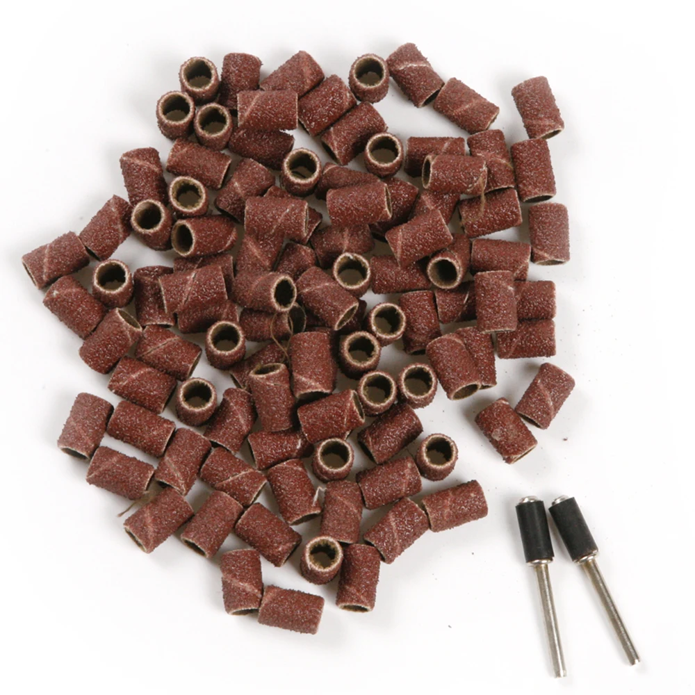 

500pcs 80# Sanding Drum Sand Bands Shank Rotary Tool W/2 Mandrels for Nail Drill