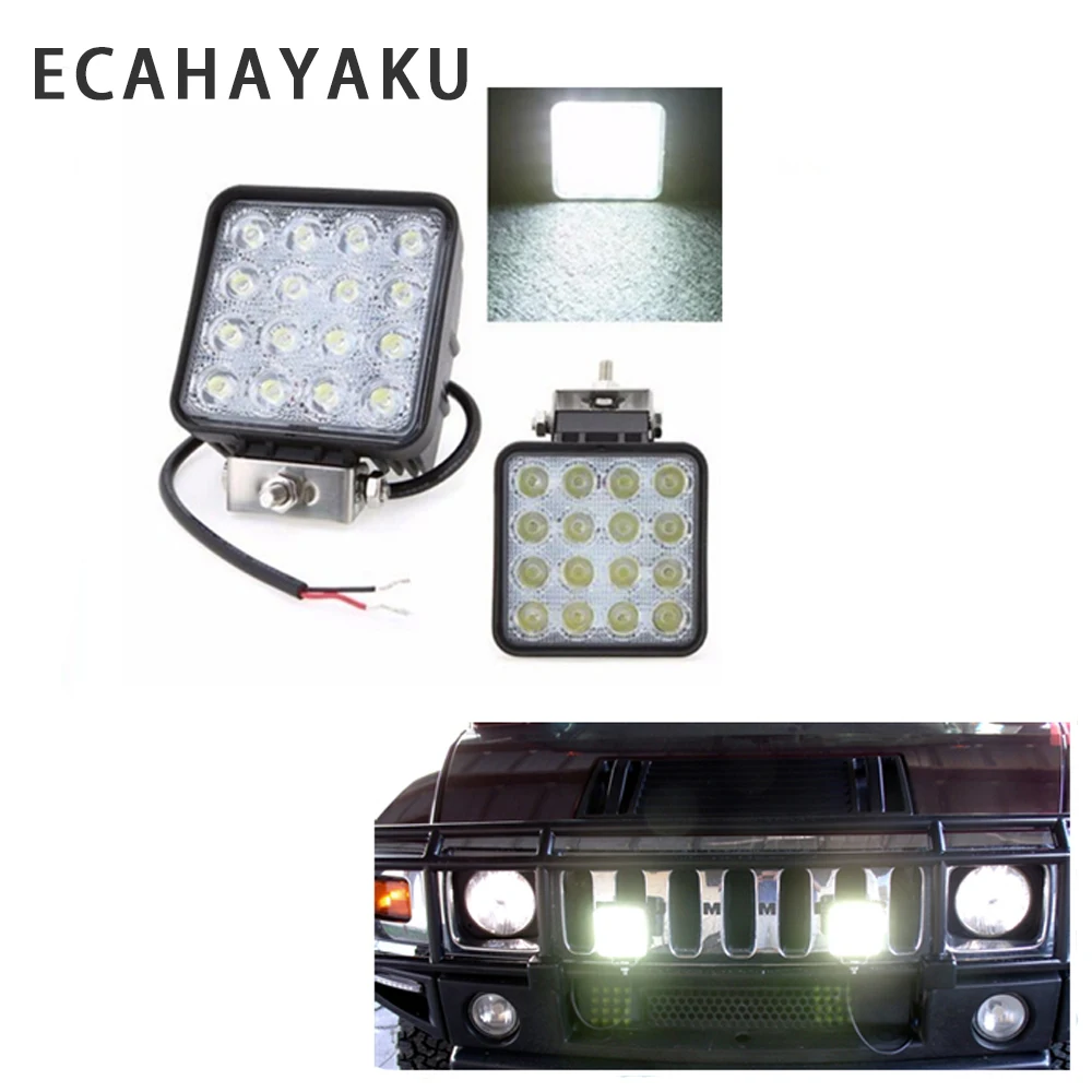 ECAHAYAKU 2x4 дюйма 48 Вт DC 12 В 24 светодиодный рабочий светильник лампа луч внедорожных