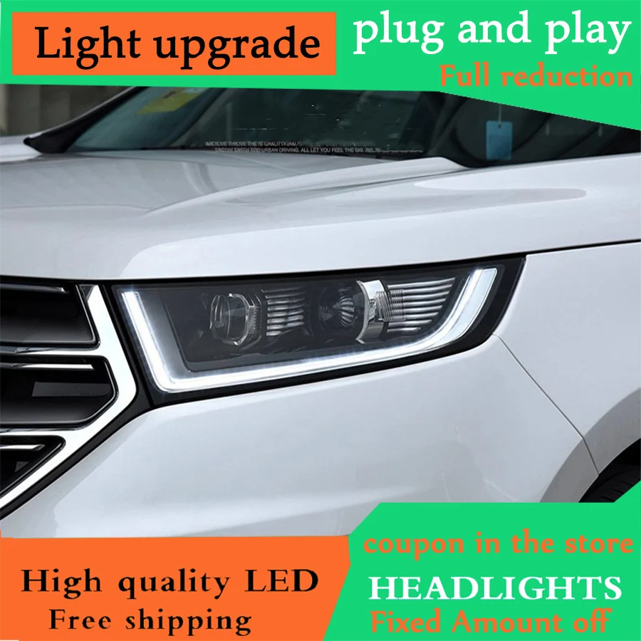 D YL Стайлинг автомобиля для Ford Edge фары 2015 2016 2017 Новый край светодиодные DRL дневные