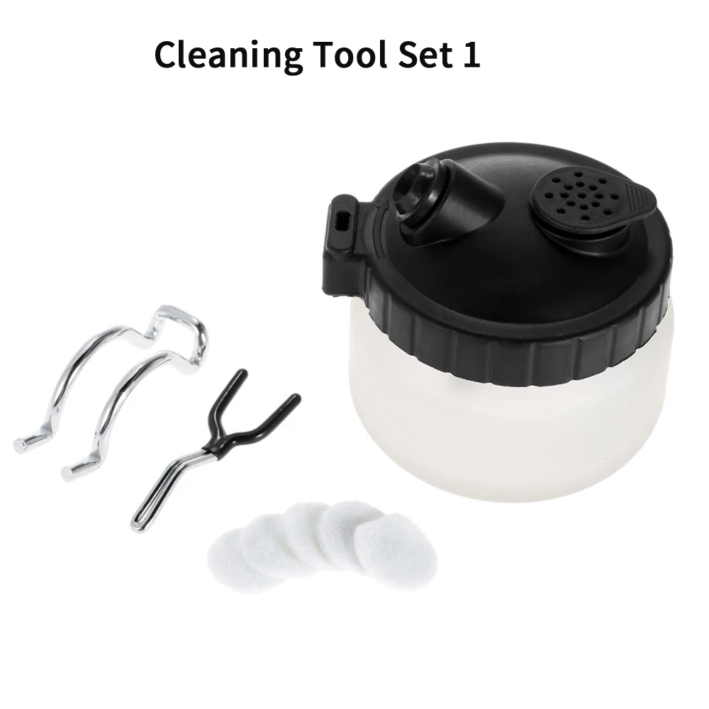 Cleaning Tool Set 1 0,2/0,3/0,5 мм Аэрограф очистки Пот Стекло воздушный держатель для туалетной щетки чистой Краски банки в бутылках спрей пистолет автомойки инструменты игла набор кистей - Цвет: Cleaning Tool Set 1