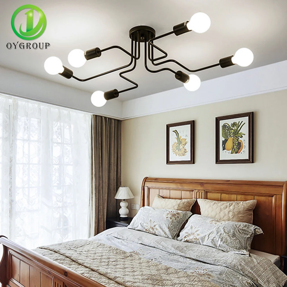 Винтажные потолочные светильники из кованого железа 4/6/8 насадок для декора кафе