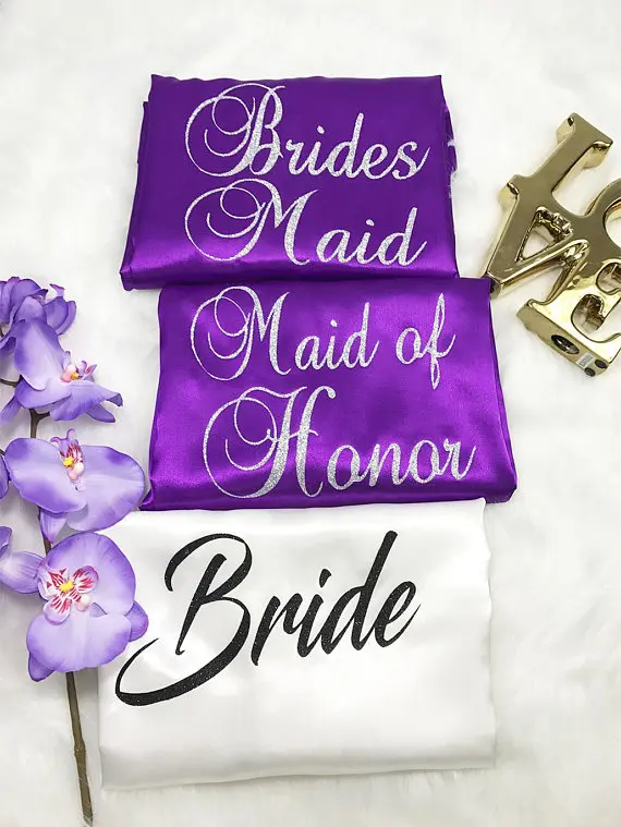 

personalize bride Bridesmaid bridal Lingerie satin silk pajamas wedding Bachelorette robes kimonos gowns gifts party favors