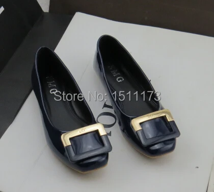 Fast shipping Square buckle all-match square Shoes Flats big code loafers patent leather Women's shoes | Обувь