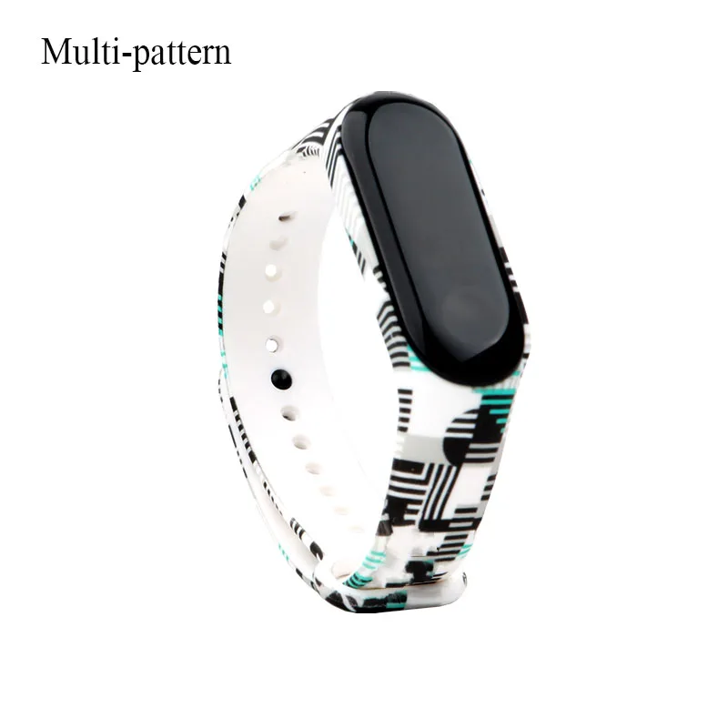 Multi pattern BOORUI новейший силиконовый спортивный ремешок mi band 3, высокое качество, аксессуары для mi 3, модный браслет с разноцветным принтом mi 3 - Цвет: Multi pattern