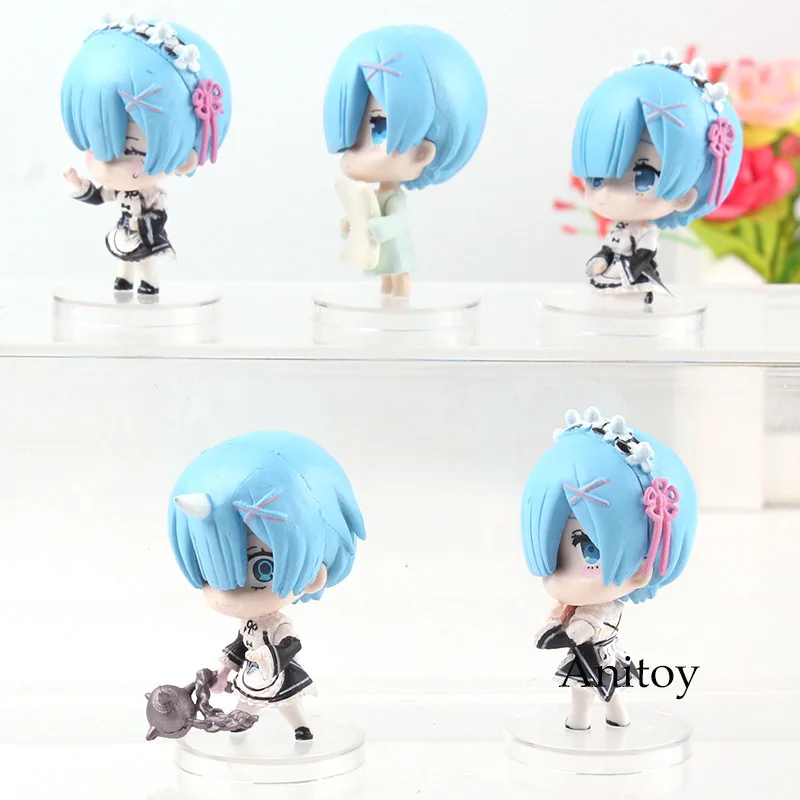 Re: Zero Re: жизнь в другой мир от нуля Rem версии Мини Kawaii ПВХ аниме Рисунок Rem Коллекционная модель игрушки 5 шт./компл