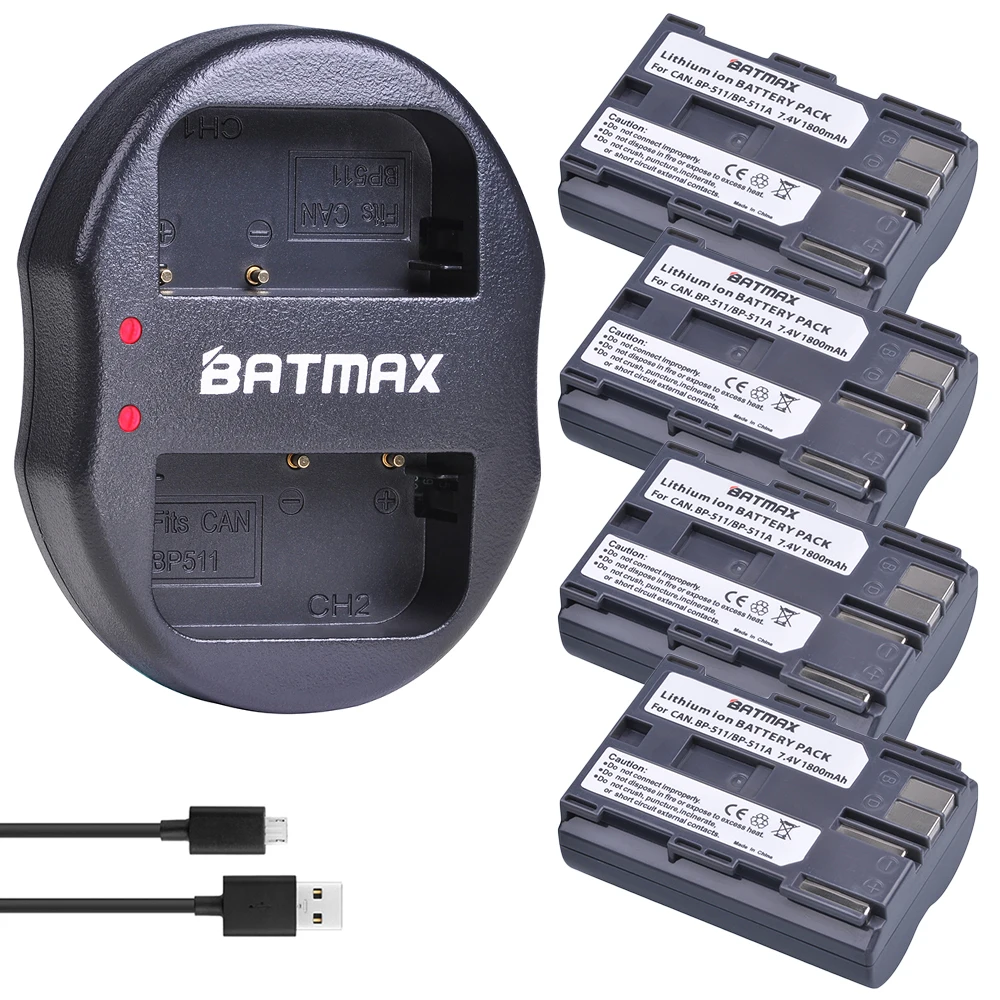 4 шт. Аккумулятор AKKU + двойное зарядное устройство USB для камеры Canon EOS 40D 300D 5D 20D 30D 50D