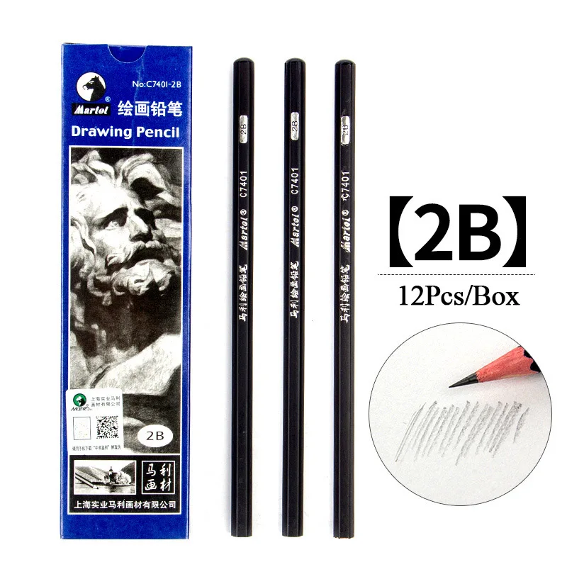 Sketch Charcoal 2B 12 шт./компл. карандаш 14B матовый 12B Рисование набросков углем эскиз карандаш из мягкой кожи Твердый, рисование уголь товары для рукоделия - Цвет: Sketch Charcoal 2B