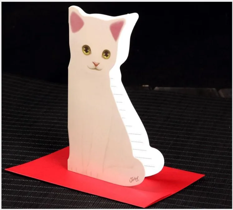 Бесплатная доставка 50 шт. детская поздравительная открытка 3D кот день рождения