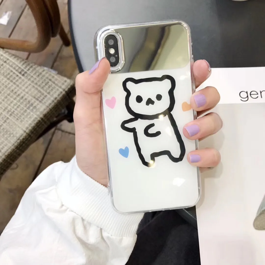 Чехол для iphone xr чехол айфона 7 белый стеклянный мультяшный Жесткий Apple phone Love Bear