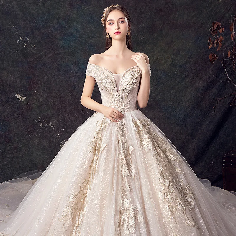 SSYFashion Новое высококачественное свадебное платье невесты роскошное с вырезом