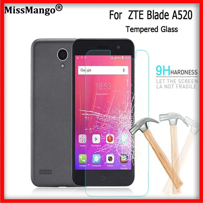 Buy For ZTE Blade A520 A 520 Tempered Glass 9H 2.5D Original Screen Protective Film Scratch-proof Steel Case on