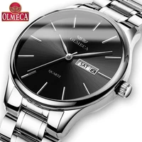 olmeca men watches waterproof luxury stainless steel watch military quartz wristwatches saat relogio masculino drop shipping