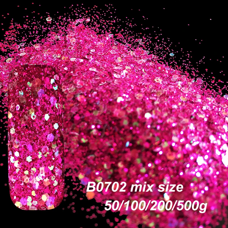 50 г/100 г/200 г/500 г ногти блестки смешанные размеры порошок пайетки Admix шестигранные