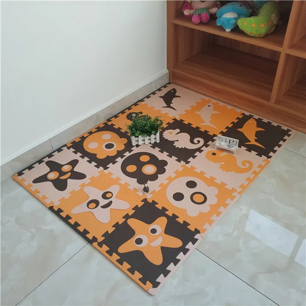 Coffee-Orange-Beige ОТК 8/24 шт Sea Стиль детская пена EVA головоломки игровой коврик/детский коврик ковер взаимосвязанных тренировки пол для детей Плитки 30*30*1 см - Цвет: Coffee-Orange-Beige